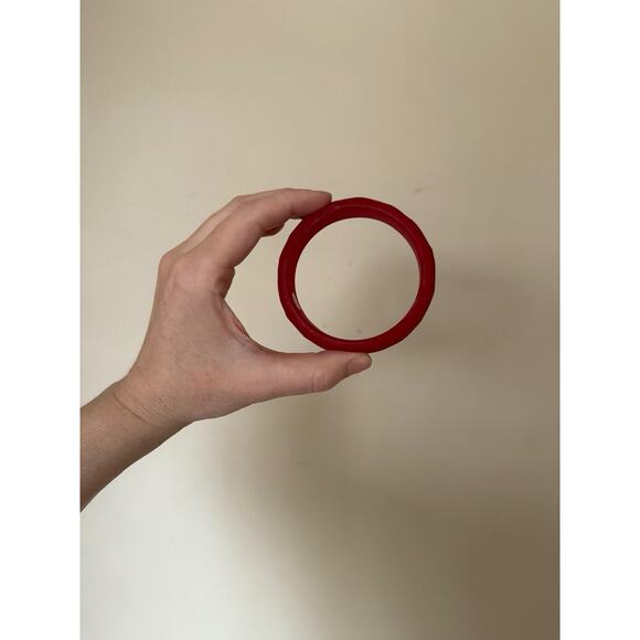 Vintage Bangle Bracelet Translucent Cherry Red Resin Asymmetrical Made In Italy - Picture 7 of 13